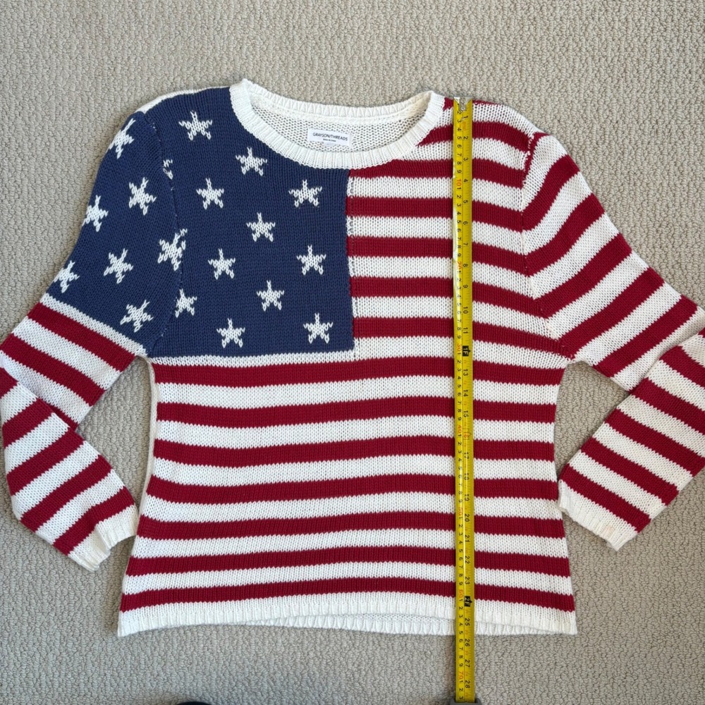 Grayson Threads American Flag Sweater | Womens Large, Patriotic Stars Stripes - Picture 9 of 16